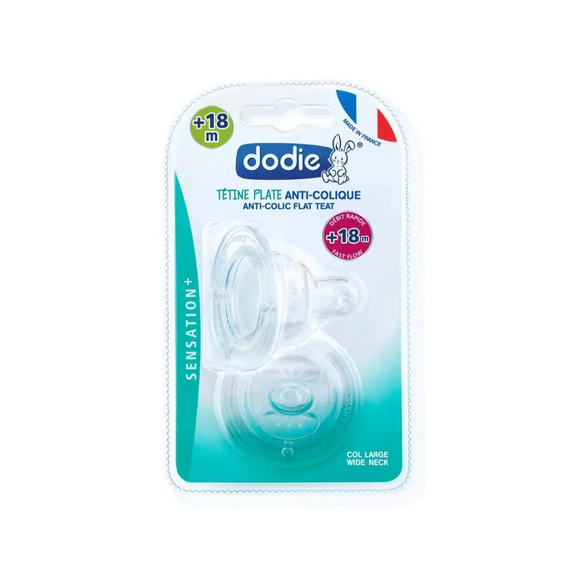 Dodie Sensation+ Flat Wide Neck Teats in Fast Silicone +18 Months