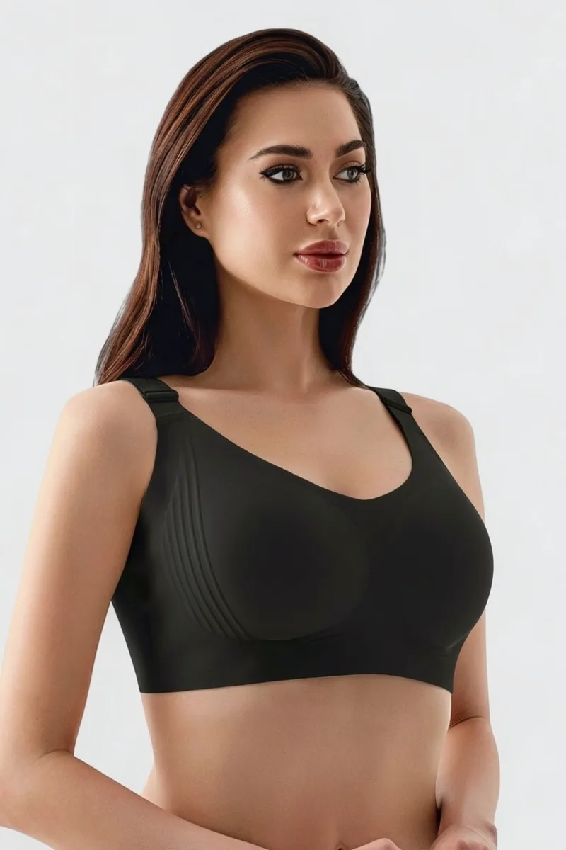 Σουτιέν Γυναικείο New Bra Lingerie Μαύρο Χωρίς Ενίσχυση Seamless με Φαρδιές Τιράντες NB6155-2-Μαύρο