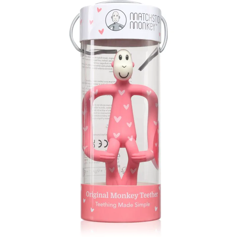 Matchstick Monkey Teething Toy and Gel Applicator μασητικό με βούρτσα 2 σε1 Hearts Ροζ 1 τμχ