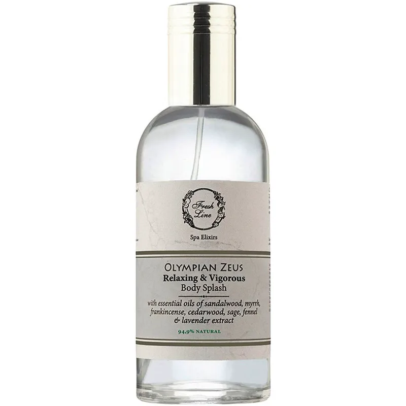 Fresh Line Spa Elixirs Olympian Zeus Relaxing & Vigorous Body Splash Αρωματικό Mist Σώματος Ολύμπιος Δίας με Αιθέρια 'Ελαια από Σανταλόξυλο, Μύρο & Λιβάνι για Χαλάρωση & Σφρίγος 100ml