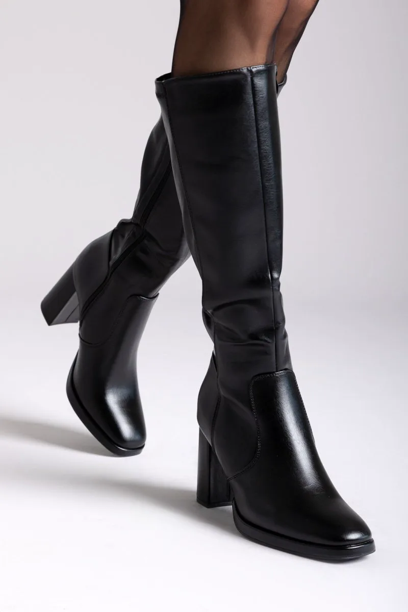 BOTEGGA 22 Block Heel Stretch Boots - 181-260 - Black Matte