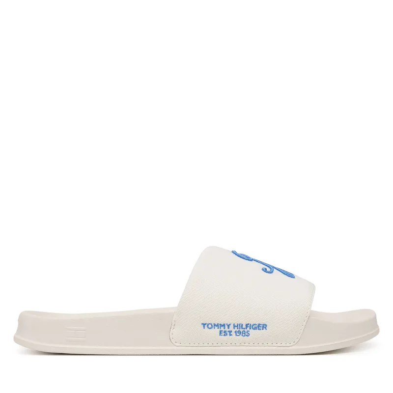 Παντόφλες Tommy Hilfiger Logo Embroidery Canvas Pool Slides FM0FM05858 Λευκό