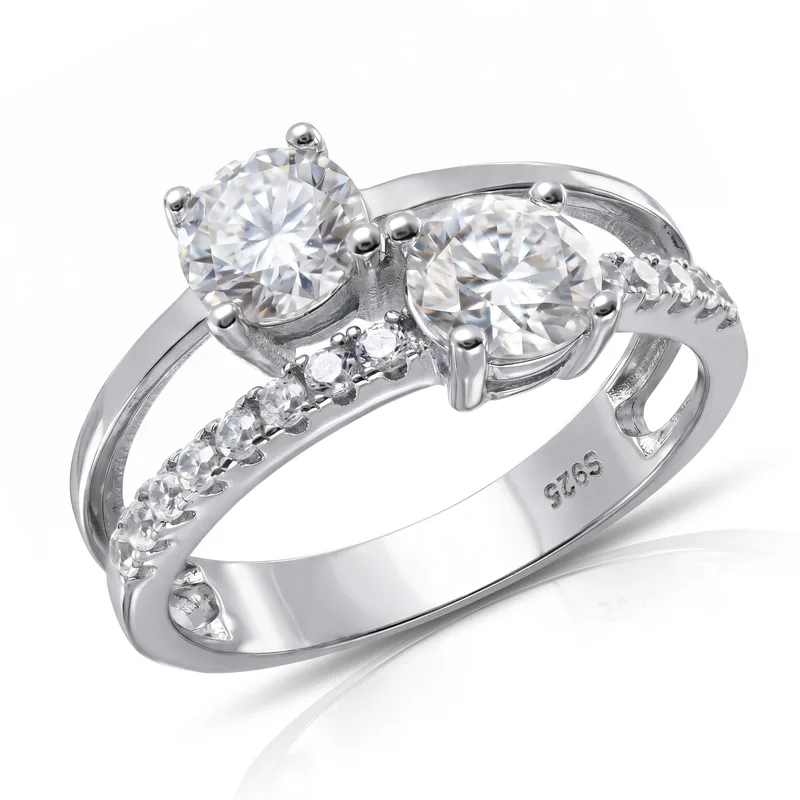Δαχτυλίδι Moνόπετρο με Moissanite Diamonds από Ασήμι DX2792