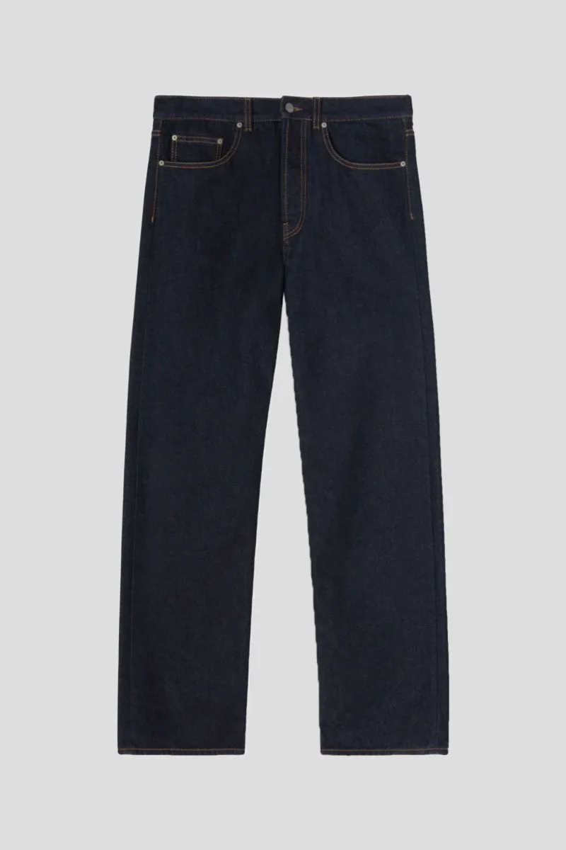 PALM ANGELS Ανδρικό Μπλε Logo Raw Wash Loose Denim Pants