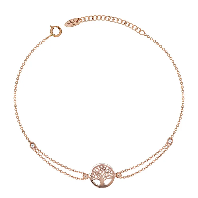 Βραχιόλι Με Το Δέντρο Της Ζωής Από Ροζ Χρυσό Κ9 VR687