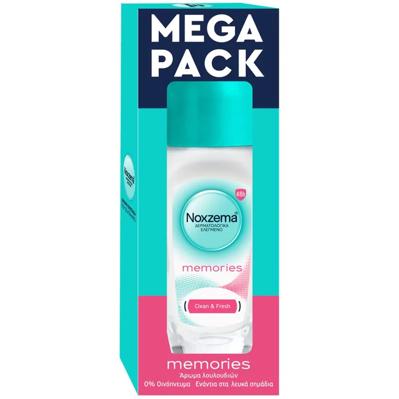 Noxzema Promo Memories Clean & Fresh Roll On Γυναικείο Αντιιδρωτικό Αποσμητικό με Άρωμα Λουλουδιών για 48ωρη Προστασία Από τον Ιδρώτα & την Κακοσμία 100ml (2x50ml)