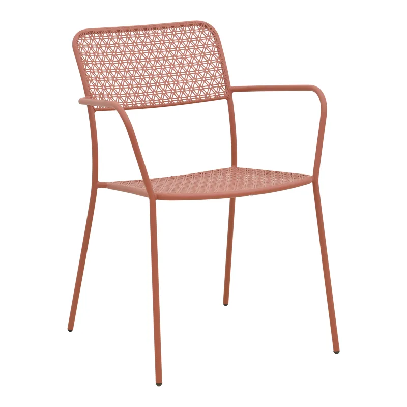 Πολυθρόνα Federal pakoworld στοιβαζόμενη terracotta μέταλλο 57x58x81.5εκ (Σετ 4 Τεμάχια) - PAKO WORLD - 218-000057