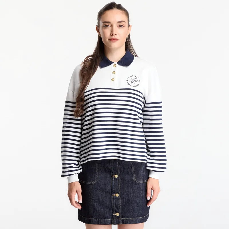 Φούτερ Tommy Hilfiger Roundal Collar Sweatshirt Wide Strp Ecru / Dark Night Navy L