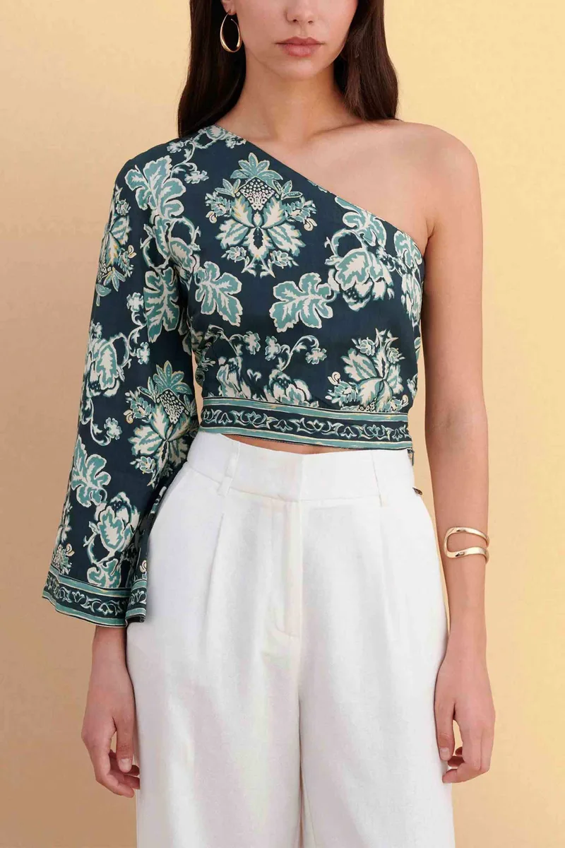 Attrativo γυναικείο τοπ με floral print - 9923320 Πράσινο