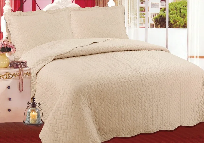 Σετ Κουβερλί Υπέρδιπλο Silk Fashion φύλλο Light Brown 220x240