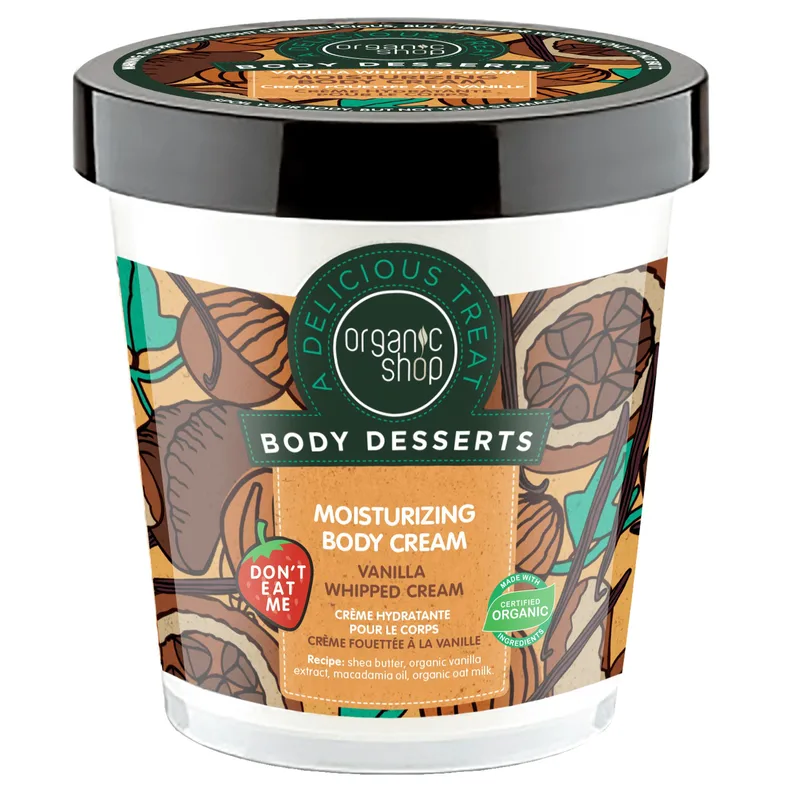 Organic Shop Body Desserts Vanilla Whipped Cream Moisturizing Cream Ενυδατική Κρέμα Σώματος με Άρωμα Βανίλια, Σαντιγί 450ml