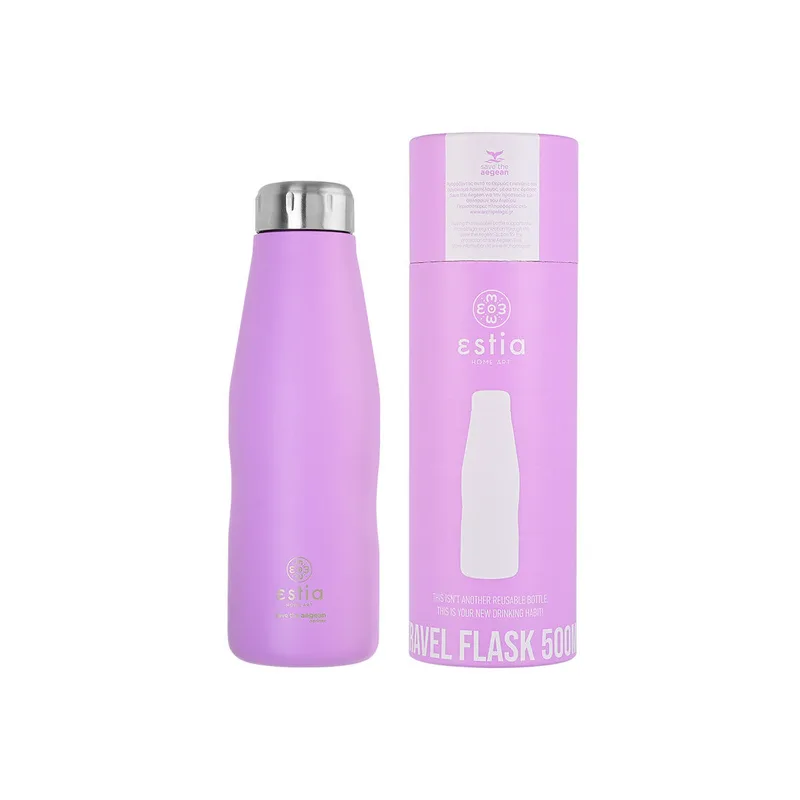 ΘΕΡΜΟΣ TRAVEL FLASK SAVE THE AEGEAN 500ml MATTE PURPLE 01-7805, ESTIA