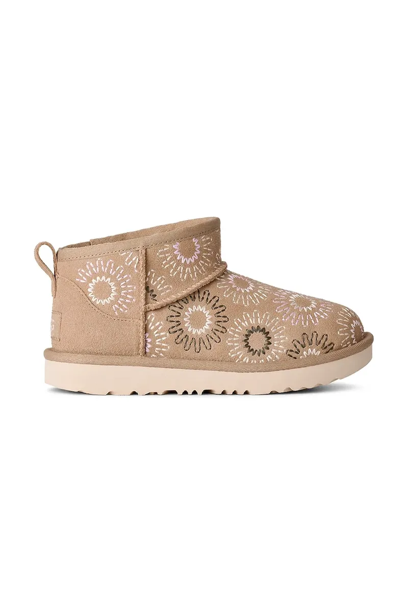 Παιδικές χειμερινές μπότες σουέτ UGG KIDS' CLASSIC ULTRA MINI SUN STITCH