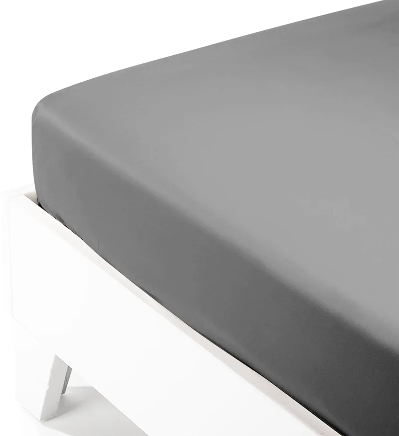 Σεντόνι Μεμονωμένο King Size 180X200+35 Sunshine Satin Dark Grey Με Λάστιχο (180x200+35)