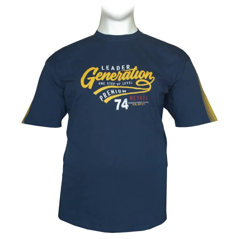 Μακό pennie T-shirt "Leader" by Leo collection - Indigo