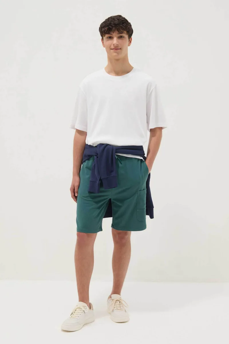 OVS παιδικό σορτς μονόχρωμο με ελαστική μέση Oversized Fit - 002681462 Πετρόλ