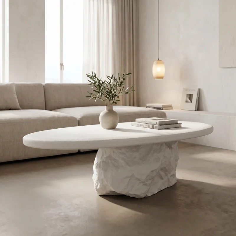 Τραπέζι σαλονιού Zinol pakoworld mdf-polyresin λευκό 105x62x32εκ - PAKO WORLD - 415-000015