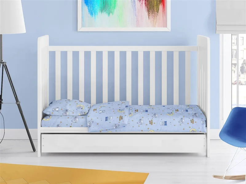Παπλωματοθήκη Βαμβακερή Κούνιας 120x160εκ. Sweet Dreams 551 Sky Blue DimCol (Ύφασμα: Βαμβάκι 100%, Χρώμα: Μπλε, Μέγεθος: Κούνιας) - DimCol - 31110821033