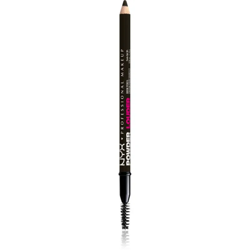 NYX Professional Makeup Powder Louder μολύβι για τα φρύδια με βούρτσα απόχρωση Black 1 τμχ