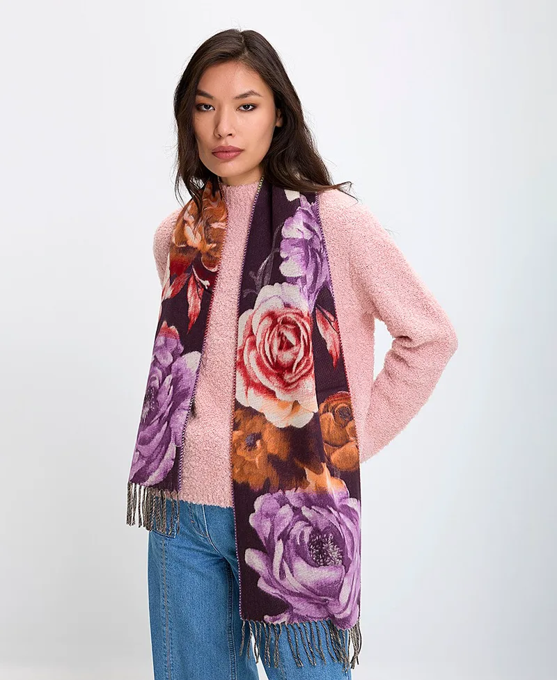 Γυναικείο Κασκόλ με Floral Print και Κρόσσια