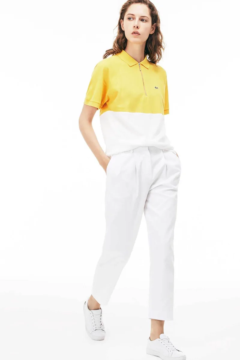 Lacoste γυναικείο παντελόνι με πιέτες μονόχρωμο - HF2970 Λευκό