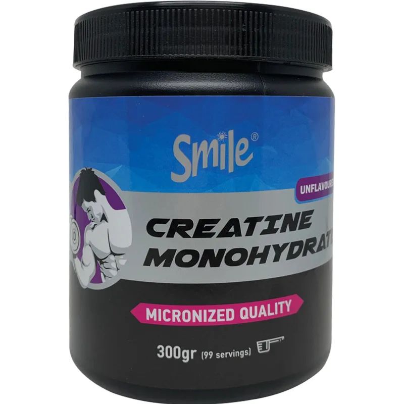 Smile Unflavored Microionized Creatine Monohydrate Συμπλήρωμα Διατροφής Μονοϋδρικής Κρεατίνης Υψηλής Ποιότητας σε Σκόνη για Αυξημένη Σωματική Απόδοση Κατά τη Διάρκεια Επαναλήψεων & Ενίσχυση του Μυϊκού Ιστού Χωρίς Γεύση 300gr