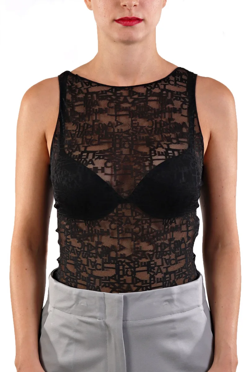 ELISABETTA FRANCHI ΚΟΡΜΑΚΙ ΑΜΑΝΙΚΟ ΔΑΝΤΕΛΑ SLIM FIT LOGO ΜΑΥΡΟ