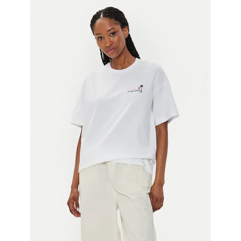 Converse T-Shirt W Beach Scenentee 10026378-A01 Λευκό Regular Fit