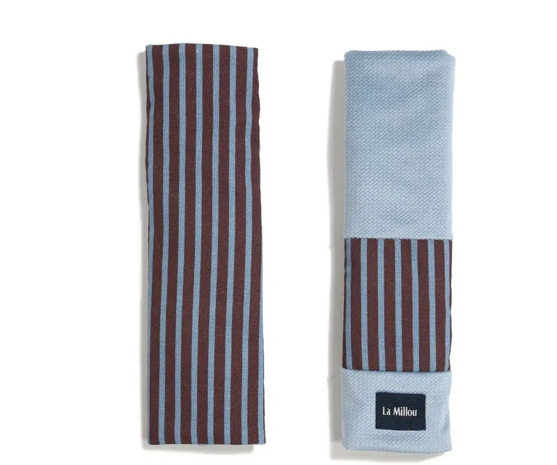 Jersey Seat Belt Cover Stripes Blue