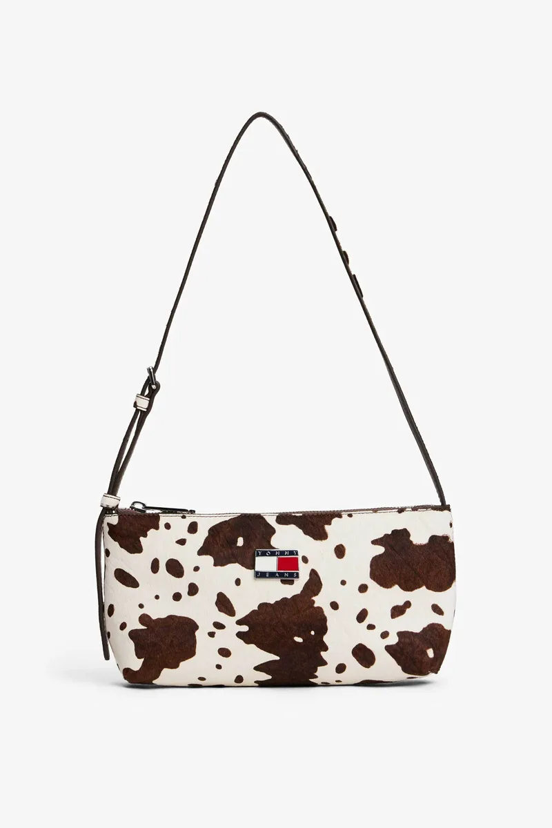 Tommy Hilfiger γυναικεία τσάντα ώμου με μεταλλικό λογότυπο - AW0AW18061 Εκρού