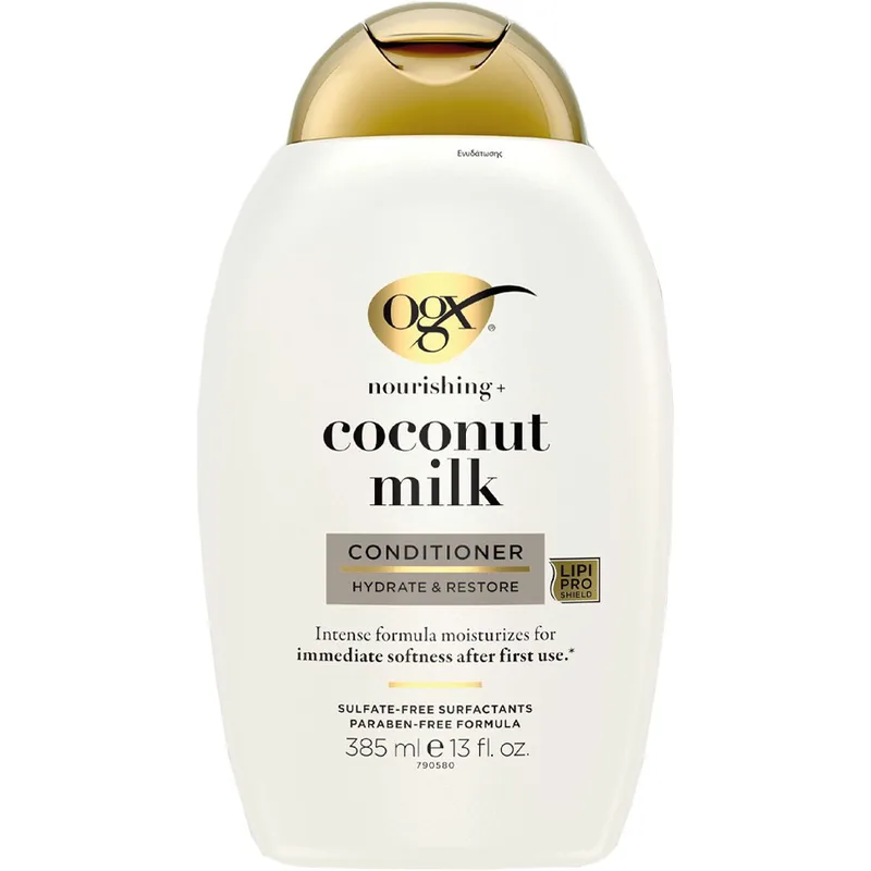 OGX Nourishing Coconut Milk Hydarting Conditioner Μαλακτική Κρέμα Ενυδάτωσης με Γάλα Καρύδας για Δυνατά, Υγιή & Λαμπερά Μαλλιά 385ml