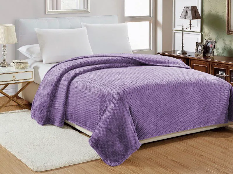 Κουβέρτα Υπέρδιπλη Βελουτέ Popcorn Jacquard Flannel Γαρύφαλλο 220x240 - Μωβ