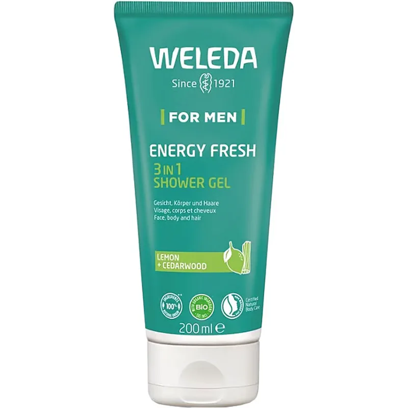 Weleda Men Energy Fresh 3 in 1 Lemon & Cedarwood Shower Gel Ανδρικό Αφροντούς 3 σε 1 με Τονωτικό Άρωμα Λεμονιού & Κέδρο 200ml