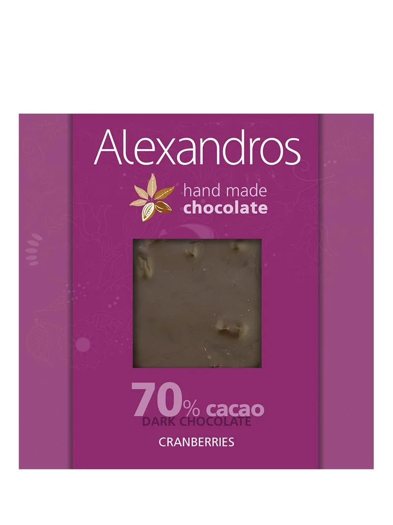 Χειροποίητη σοκολάτα υγείας με cranberries "Alexandros" 90g>