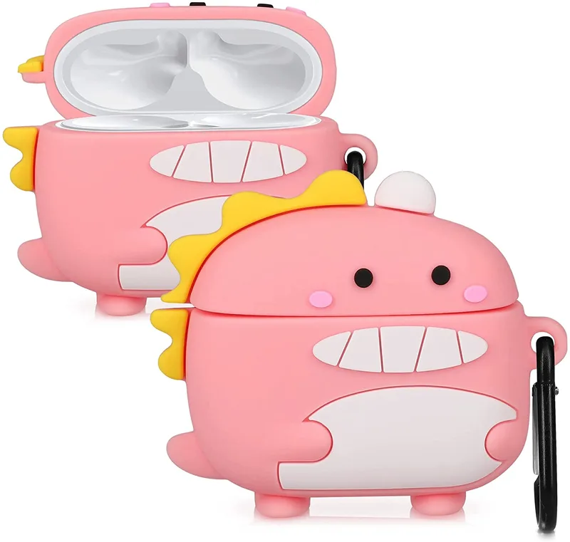 KW Θήκη Σιλικόνης για Huawei Freebuds 4i - Cute Dinosaur / Ροζ / White / Dark Ροζ (57409.03)