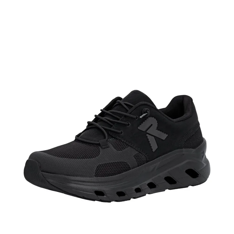 Rieker U3500-01 Ανατομικό Δερμάτινο Sneaker Μαύρο