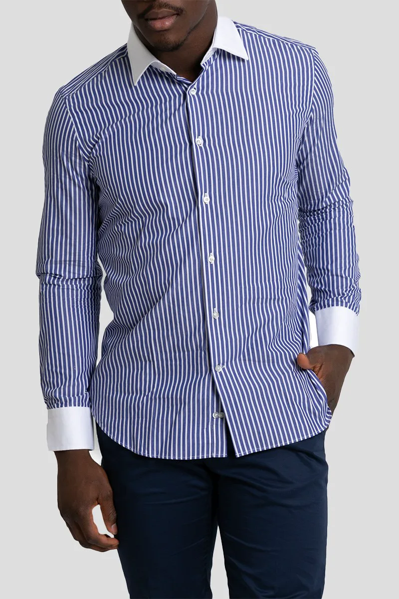 MIRCAM Ανδρικό Μπλε White/Blue Striped Classic Shirt