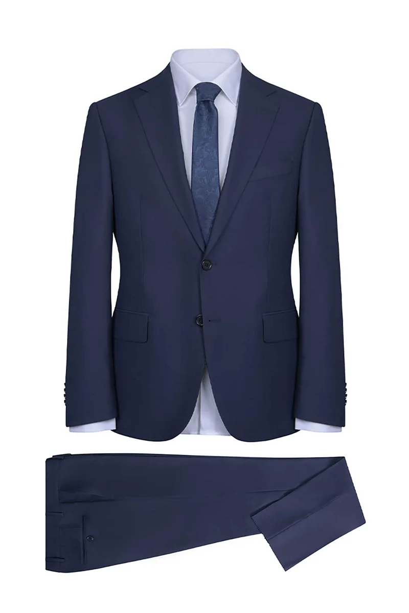 Prince Oliver ανδρικό κοστούμι μoνόχρωμο Modern Fit - 12989070 Μπλε Σκούρο