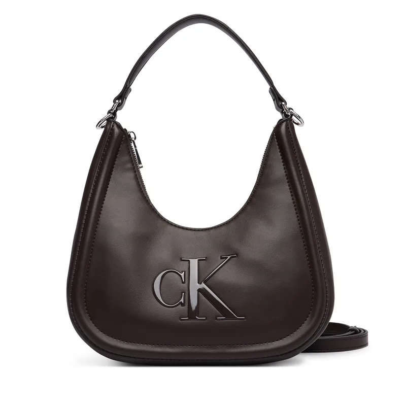 Τσάντα Calvin Klein Bold Ck Small Crescent Bag LV04F3561G Σκούρο καφέ