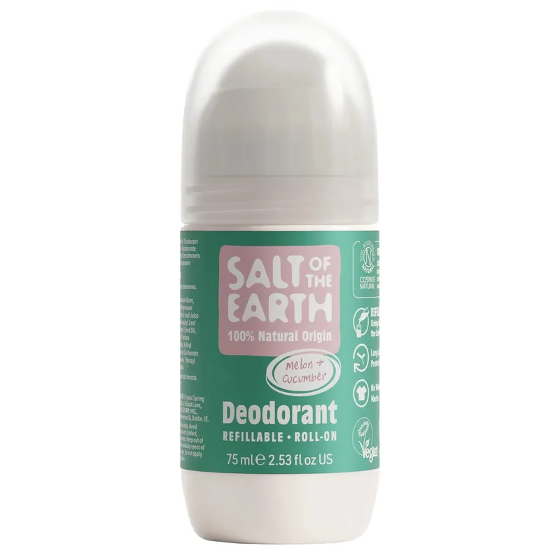 Salt of the Earth Natural Refillable Roll-On Deodorant Αποσμητικό Roll-On Φυσικής Προέλευσης με Άρωμα Αγγουριού & Πεπονιού 75ml - Melon & Cucumber