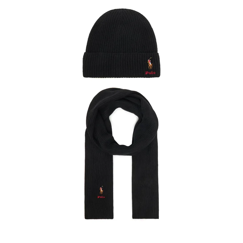 Σετ Κασκόλ και Σκούφος Polo Ralph Lauren 455981430003 Μαύρο