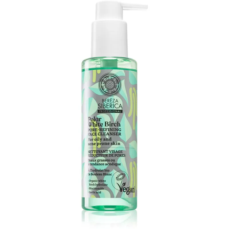 Natura Siberica Polar White Birch τζελ καθαρισμού για σύσφιξη πόρων 145 ml