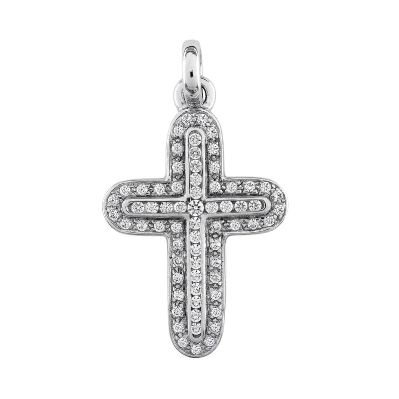 Σταυρός Βάπτισης Γυναικείος Σε Λευκό Χρυσό 14 Καρατίων με Πέτρες ST3072