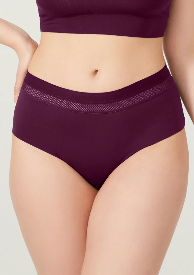Plus Size Seamless Ψηλόμεσο Κιλοτάκι - Δαμασκηνί