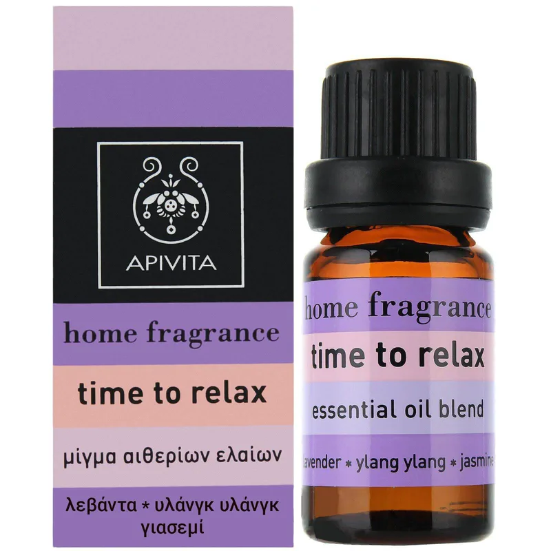 Apivita Time To Relax Essential Oil Blend Μίγμα Αρωματοθεραπείας Αιθέριων Ελαίων με Λεβάντα, Γιασεμί & Υλάνγκ-Υλάνγκ για Χαλάρωση των Αισθήσεων 10ml