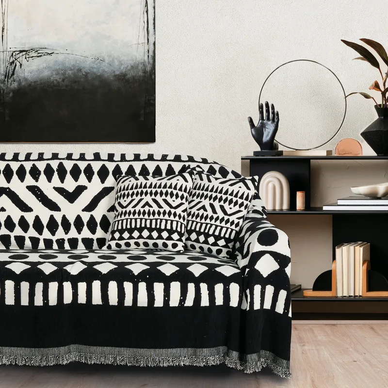 Ριχτάρι Chenille Διθέσιος 180x250εκ. Throws Line 0277 Κρεμ-Μαύρο Das Home (Ύφασμα: Polyester, Χρώμα: Μαύρο) - Das Home - 420618250277