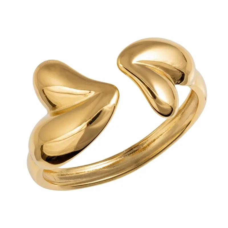Δαχτυλίδι Visetti Χρυσό Stainless Steel με δύο καρδιές 62B-RG006G 62B-RG006G Ατσάλι