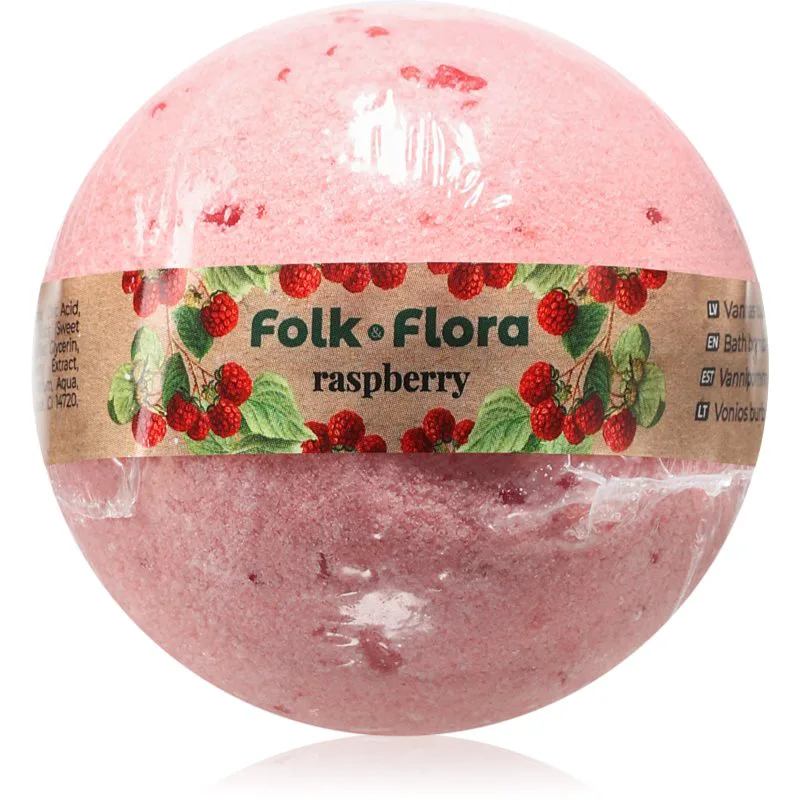 Folk & Flora Raspberry βόμβα μπάνιου 130 γρ