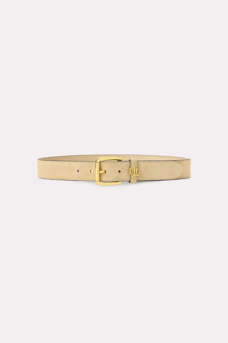 Lauren Ralph Lauren γυναικεία sude ζώνη με μεταλλική αγκράφα και monogram - 412980805003 Μπεζ