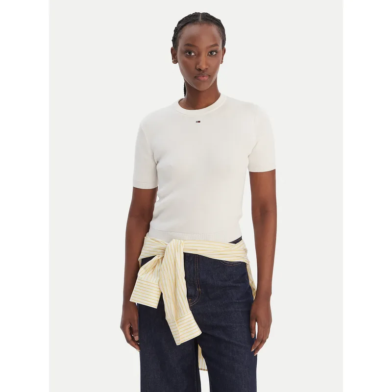Tommy Jeans T-Shirt Essential DW0DW19336 Κρεμ Regular Fit